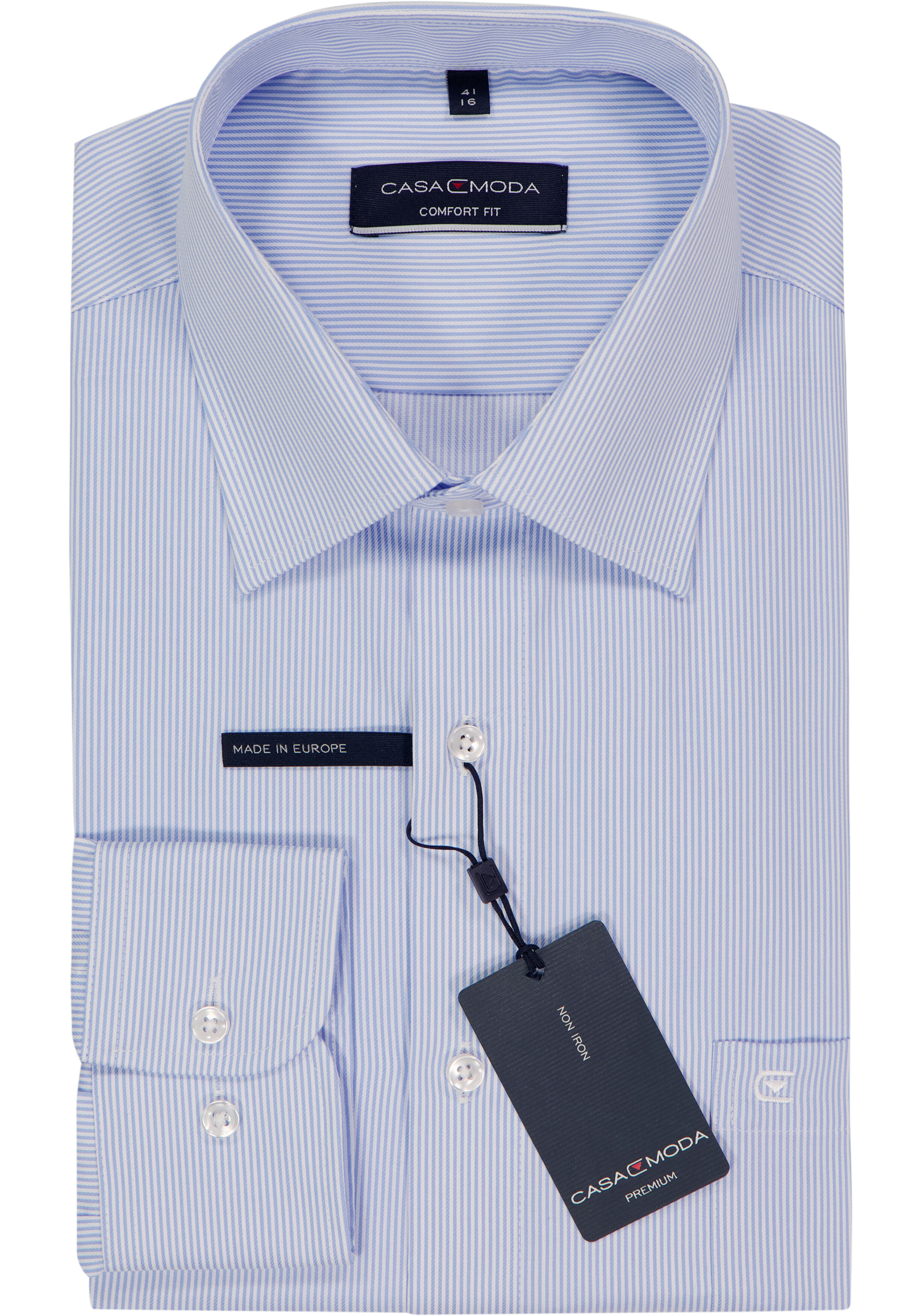 CASA MODA comfort fit overhemd, twill, blauw gestreept